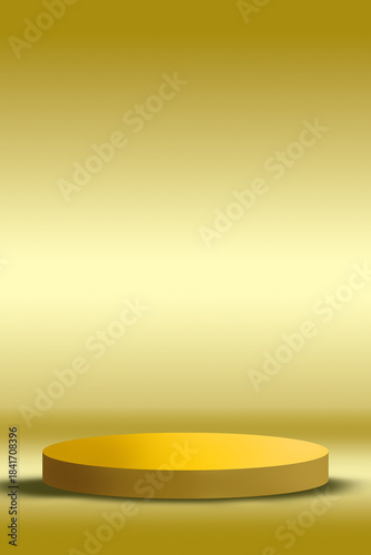 A luxurious gold display podium with rich gradient lighting, ideal for cosmetic branding, premium product ads, jewelry presentation, and elegant promotional visuals
