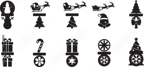 Christmas icons and symbols silhouette collection