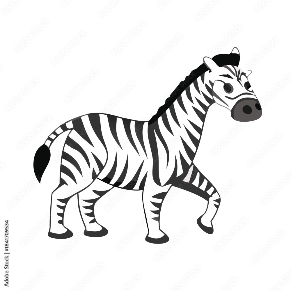 Obraz premium Playful Cartoon Zebra Illustration for Kids, Fun and Colorful Animal Art, Child-Friendly Design