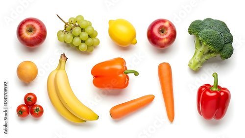 A vibrant assortment of fresh fruits and vegetables, showcasing a healthy lifestyle and diverse produce