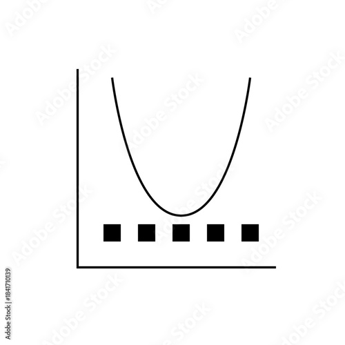Minimalist Black Square Dots Under Parabolic Curve Graphic Design