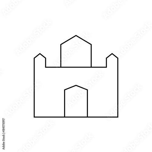 Minimalist Line Art Castle with Central Tower and Two Turrets
