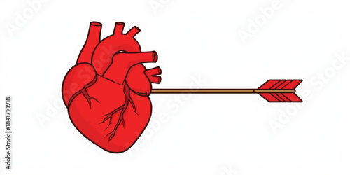 Valentine Heart Pierced by Cupid's Arrow - Love, Passion & Valentine's Day Symbolism