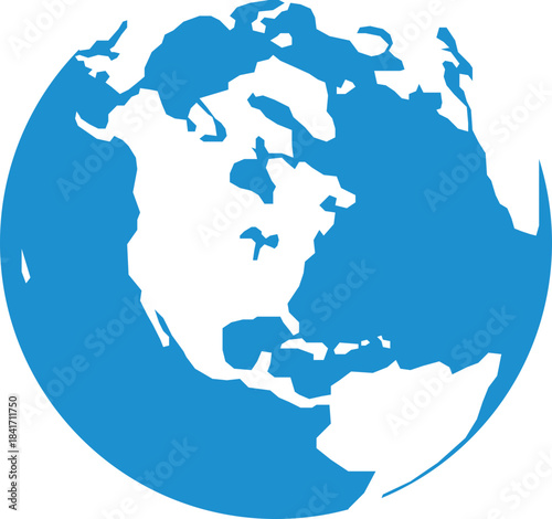 Blue Globe View Centered on North America