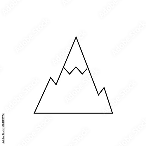 Jagged Mountain Silhouette, Black and White Line Art