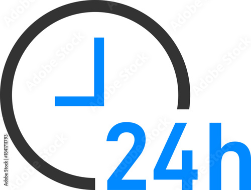 24-Hour Clock Service Icon in Blue and Black