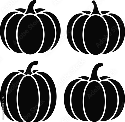 Black silhouette pumpkins graphic illustration