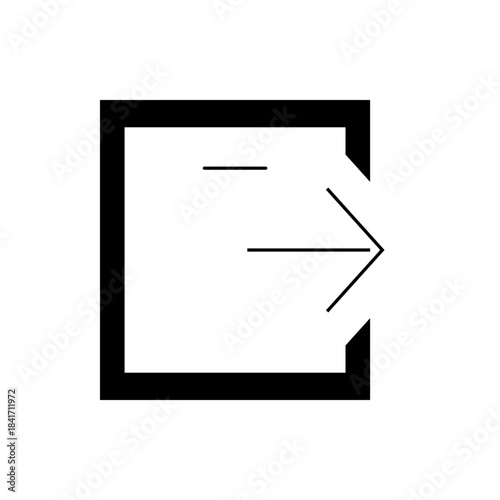 Minimalist Corner Arrow Icon, Black and White, Directional Sign