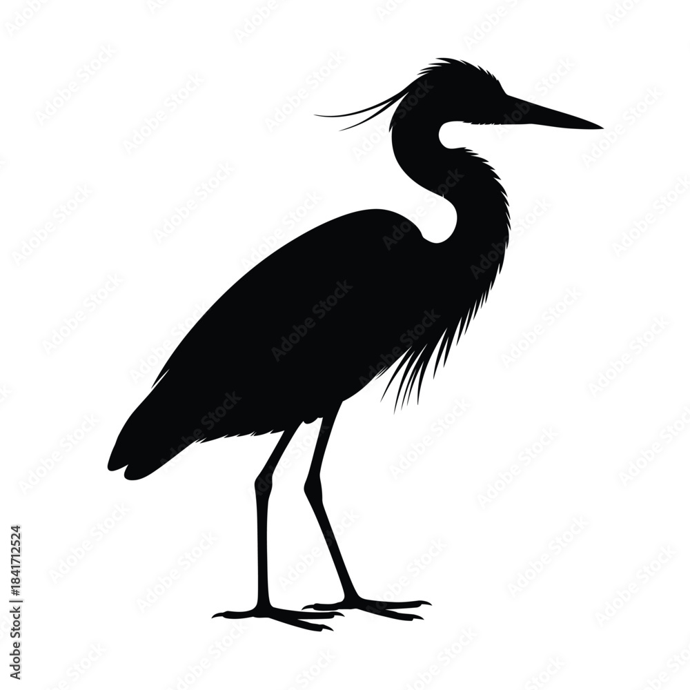 Obraz premium Elegant heron silhouette a striking black and white bird depiction