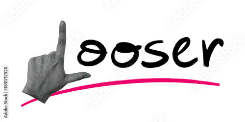 Looser sign. humor graffiti with hand 