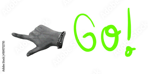 hand sowing a sign Go. cool graffiti