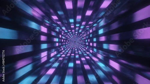 マゼンタとティール光トンネルグリッド前進