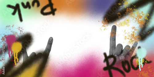 punk rock cool graffiti with hand signs
