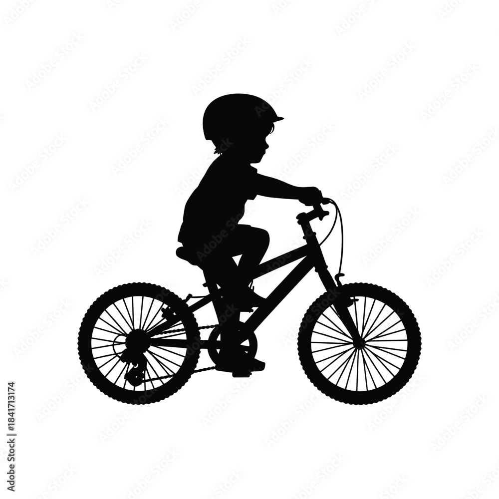 Obraz premium A silhouette of a child riding a bicycle enjoying outdoor activity