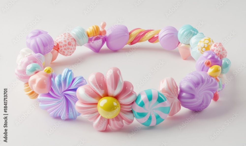 Fototapeta premium Sweet treat bracelet colorful candy jewelry for kids and playful accessories