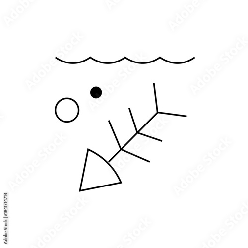 Minimalist Black and White Abstract Art with Geometric Shapes and Wavy Lines