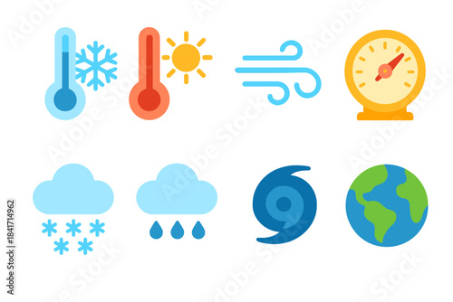 Weather flat icons set