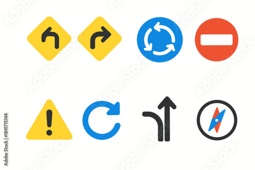 Traffic and navigation vector symbols set