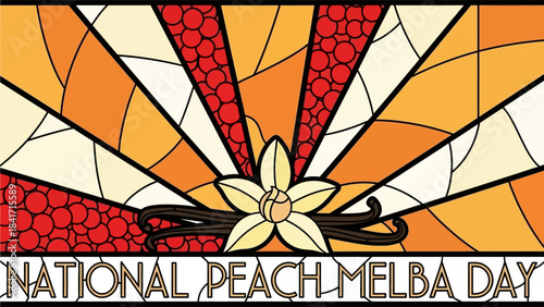 Celebrate National Peach Melba Day with this vibrant, retro-inspired graphic art piece perfect for social media, invitations, and festive promotions with a unique dessert flavor