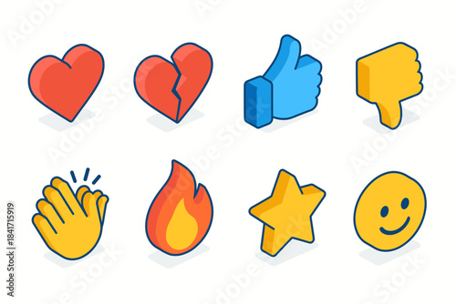 Colorful Emojis Cartoon Set