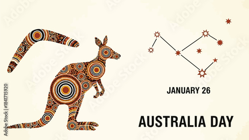 Celebrate Australia Day with this vibrant aboriginal dot art kangaroo and boomerang design showcasing traditional indigenous culture and heritage for a festive January 26 celebration