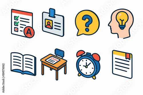 Educational themed icons set in outlined style