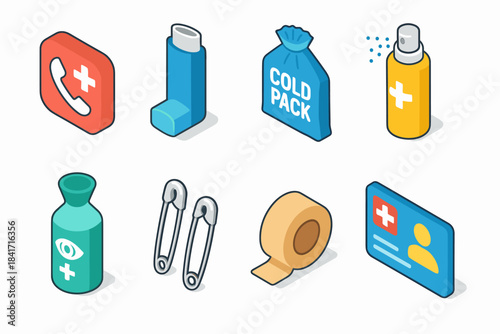 Isometric Medical and First Aid Icons Collection