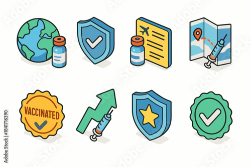Vaccination flat icons set