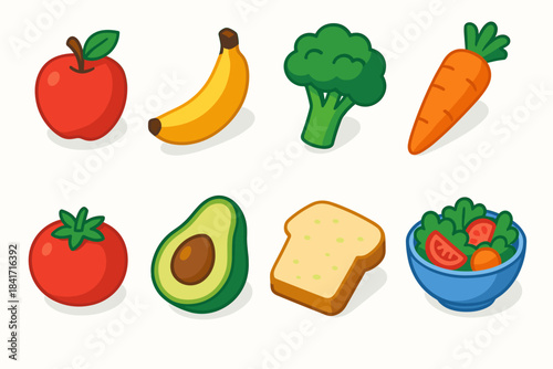 Food cartoon illustration set