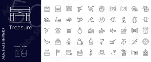 Treasure Line Editable Icons set