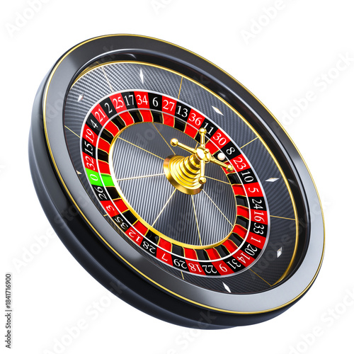 Roulette wheel spinning in casino 3d isolated