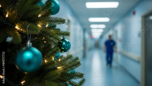 Christmas tree in hospital corridor