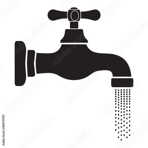 Black faucet with water dripping from spout