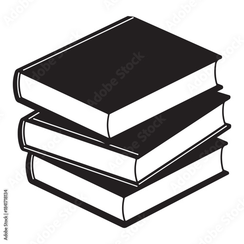 Stack of three black and white books