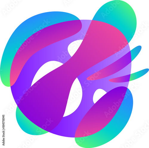 Vibrant gradient flow shaping abstract transparent elements