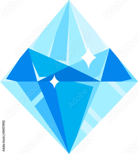 Shining blue diamond vector icon representing luxury and wealth