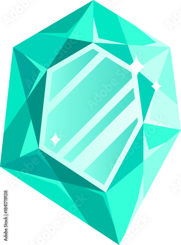 Sparkling teal gem icon representing luxury and wealth