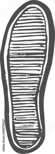 Footwear sole print grunge vintage style drawing