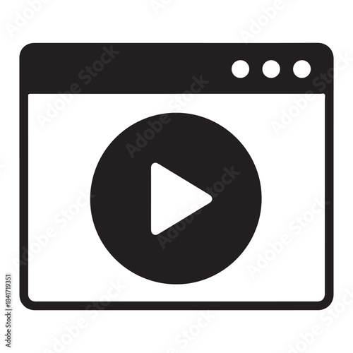Simple black video player icon on