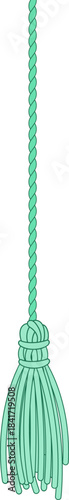 Green decorative tassel hanging on a twisted rope
