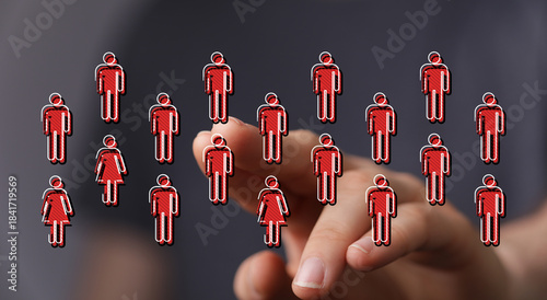 Fotografi Abstract network of people represented by icons