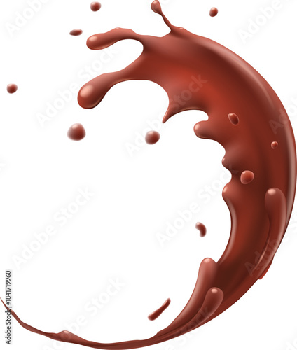 Chocolate liquid splashing creating dynamic wave shape