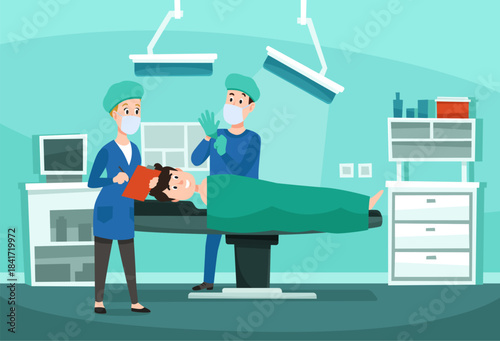 Medical team preparing for surgery in operating room