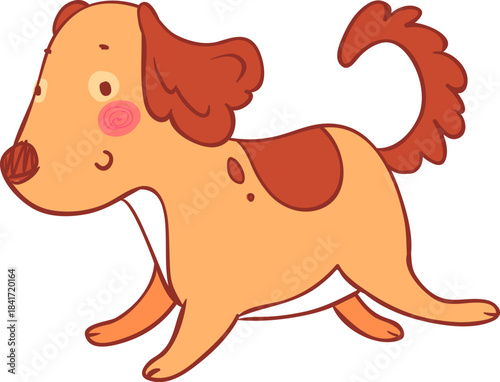 Cartoon dog running with a cheerful expression