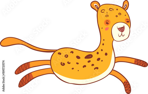 Cute cartoon cheetah character running with energy