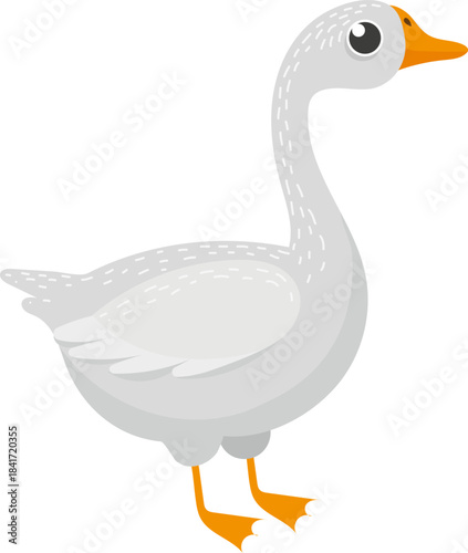 Cute white goose standing farm animal illustration