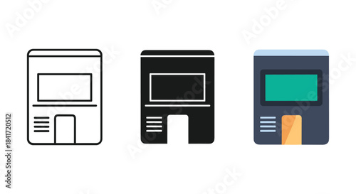 Atm icon vector pictogram isolated on white background symbol set collection automated teller machine service