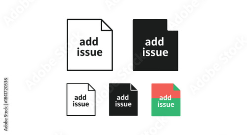 Add issue icon set documenting new problems reporting error tickets filing system symbol
