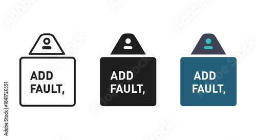 Add fault icon set vector illustration reporting error defect warning symbol for software or product issues.