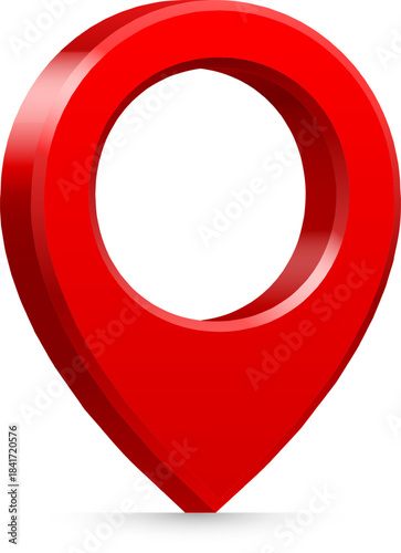 Red 3D map pin icon identifying location